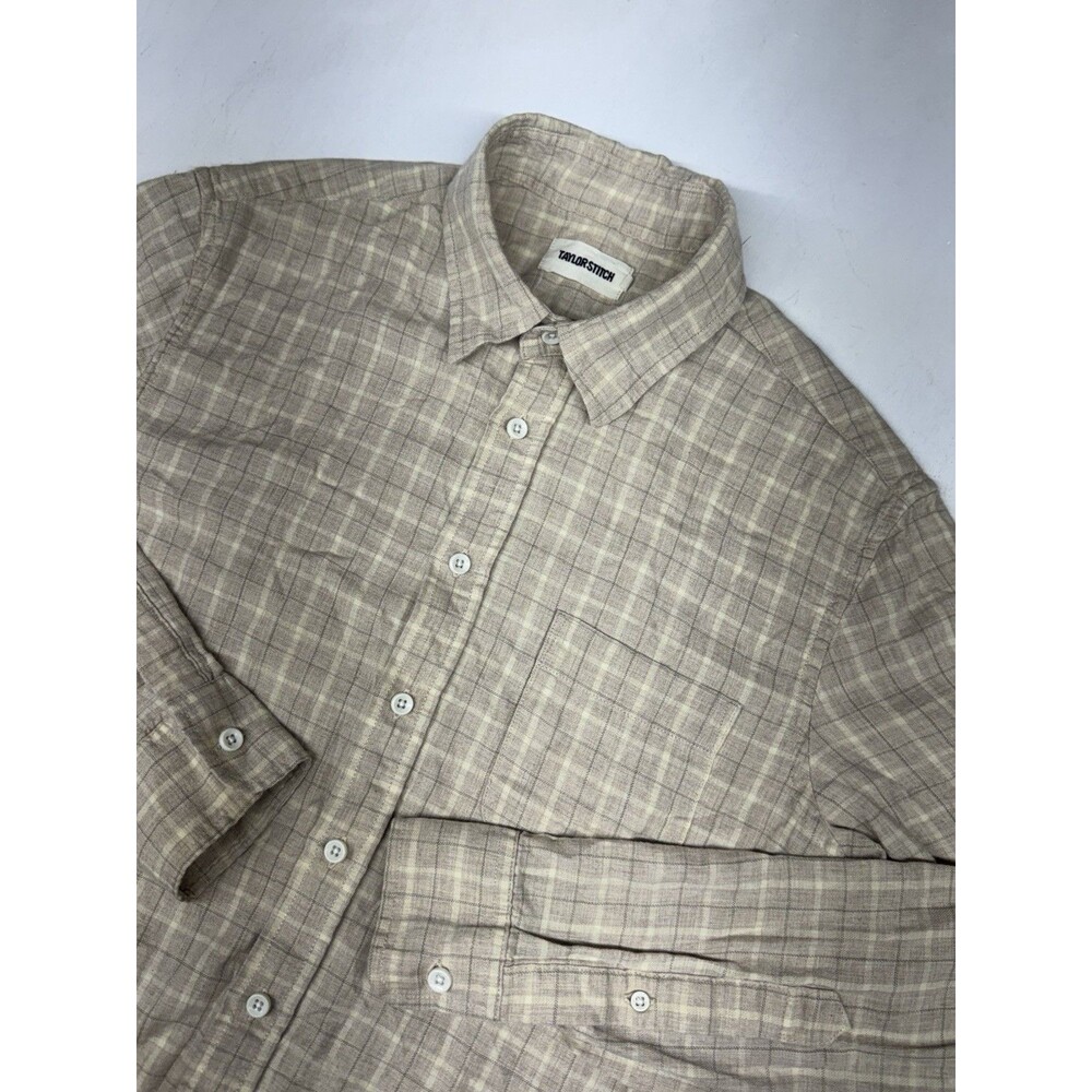Taylor Stitch Shirt Mens Size 38 Button Down Plaid Organic Cotton Flannel Check